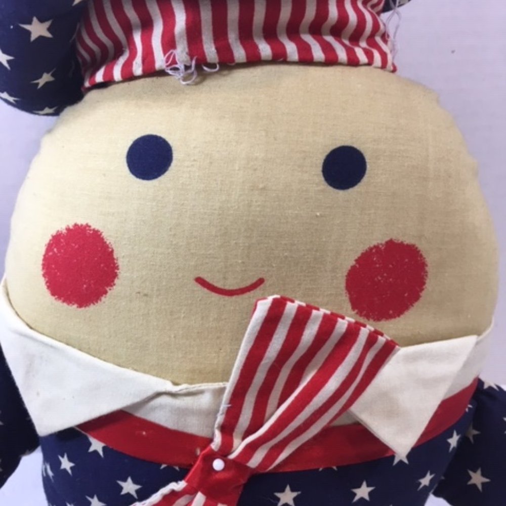 Vintage Handmade Patriotic Uncle Sam Humpty Dumpty Cloth Doll Stuffed Toy 26" - Picture 3 of 10